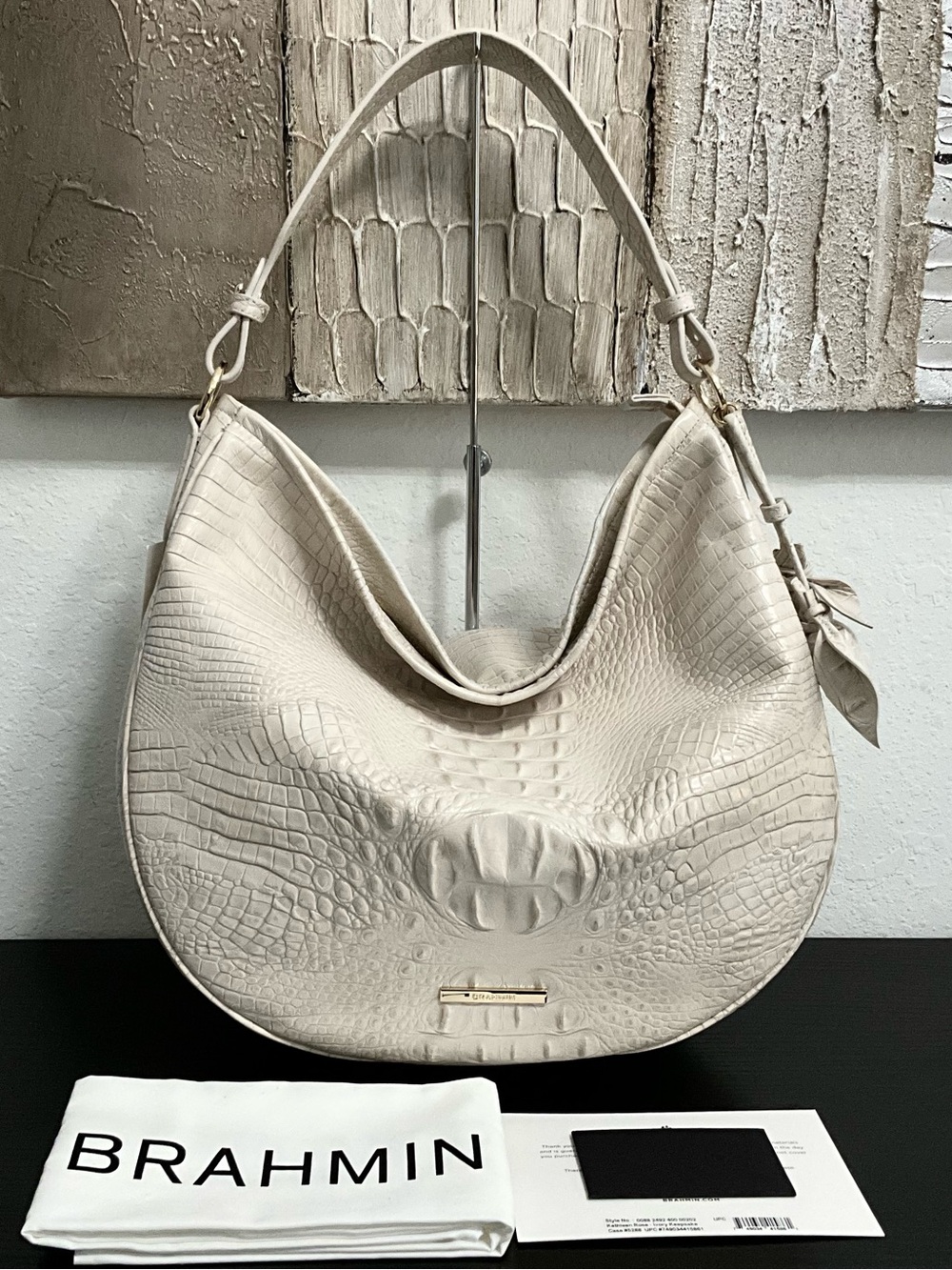 Brahmin Kathleen Rose IVORY KEEPSAKE W/Leather Eye & Roses